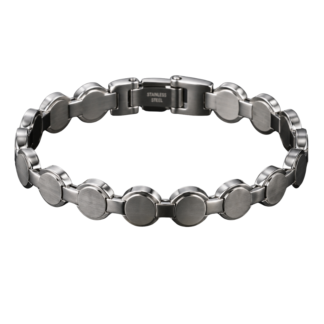 Stainless Steel Circle Link Bracelet – Silver | Gondi Caboni